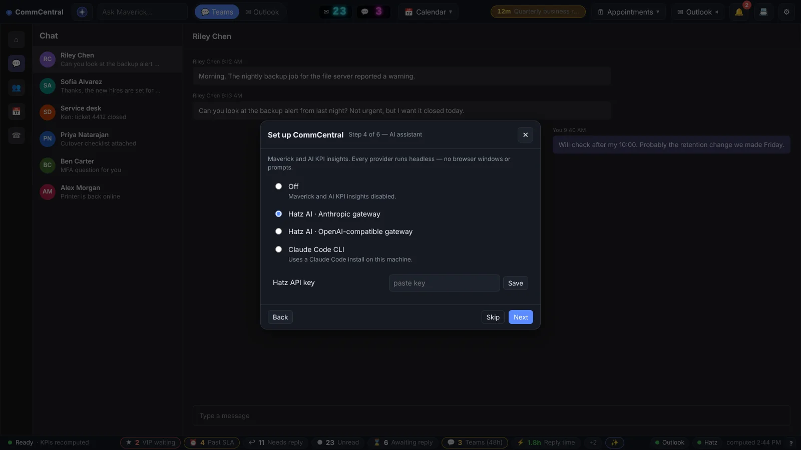 Step 4 of the setup wizard, choosing the AI provider.