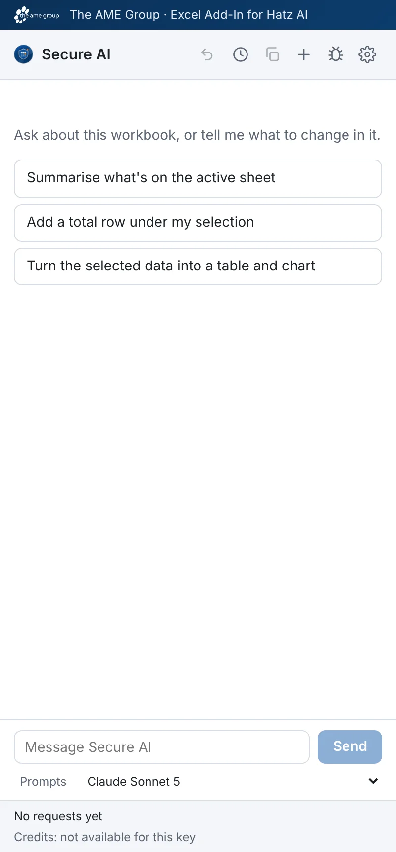 A new chat offering quick actions to get started.